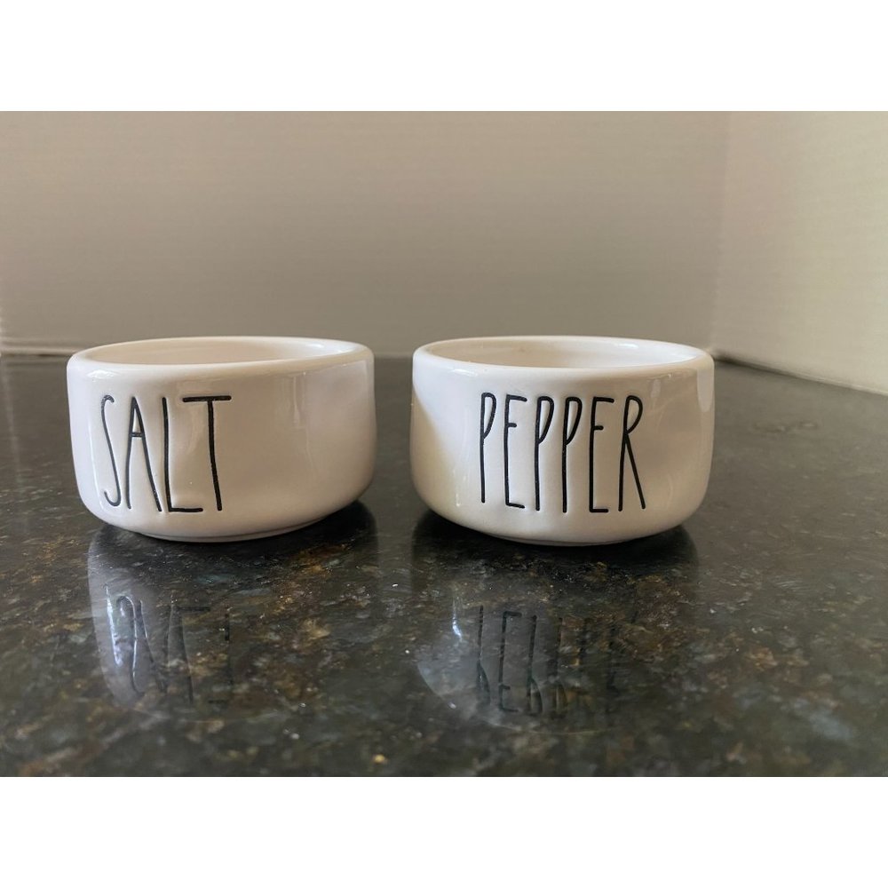 Rae Dunn Artisan Collection By Magenta Salt and Pepper White Ceramic Cellars